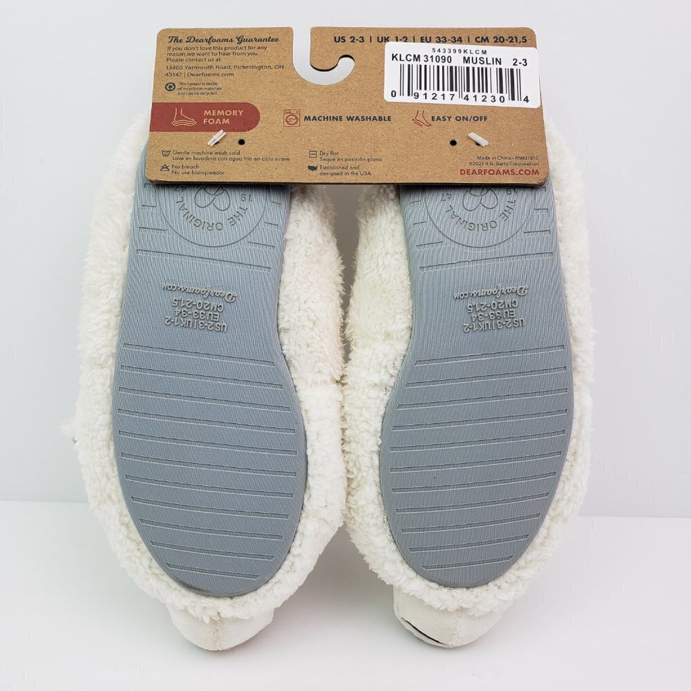 NEW Dearfoams Rowan Polar Bear Critter Kids Size 2/3 White Closed Back Slippers - Picture 7 of 7